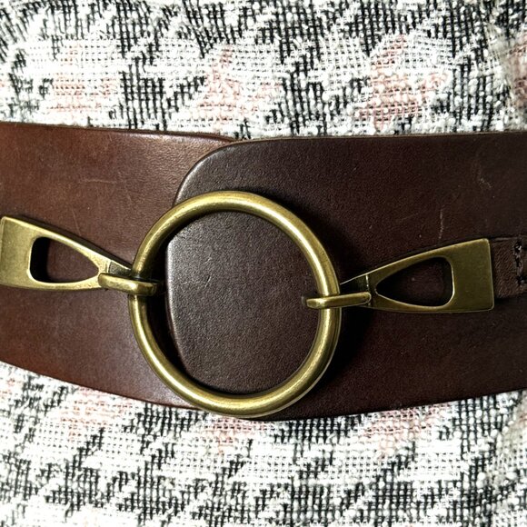 Tommy Bahamas Belt Women's Brown Fashion Dress Leather Elastic Metal Buckle Size - Picture 8 of 11